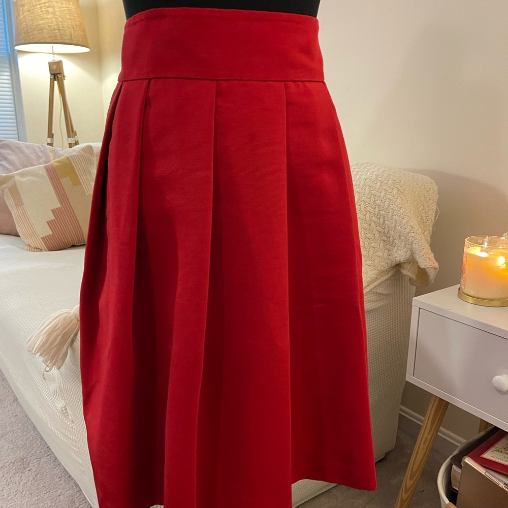 JCrew Red Full Skirt